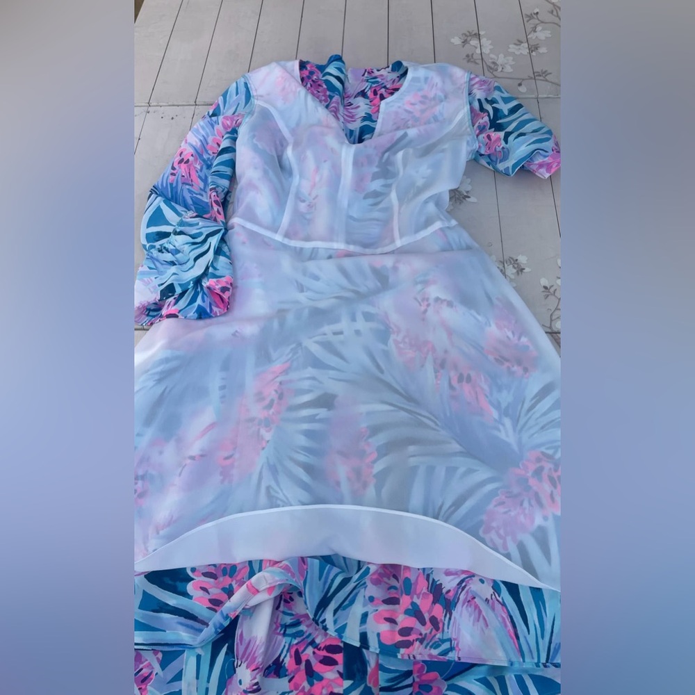 Lilly Pulitzer Blue and Pink Tropical Dress - Picture 4 of 8